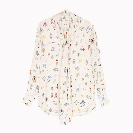 Stella McCartney, Monogram Print Tie Front Blouse