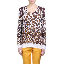 STELLA McCARTNEY, T-shirt, T-Shirt a Maniche Lunghe in Cotone Organic con Stampa Leopardo