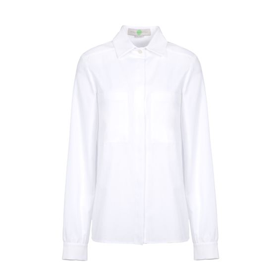 Stella McCartney, Weißes Organic Hemd  Constance mit Fischgrätmuster