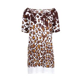 STELLA McCARTNEY, Manica corta, T-Shirt in Cotone Organic con Stampa Leopardo