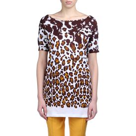 STELLA McCARTNEY, Manica corta, T-Shirt in Cotone Organic con Stampa Leopardo