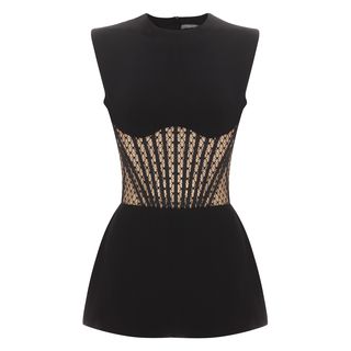 ALEXANDER MCQUEEN, Silk Top, Honeycomb Mesh Corset Top