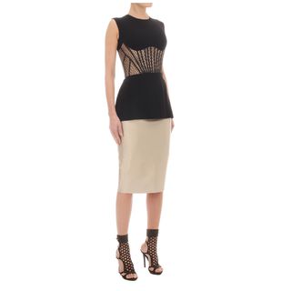 ALEXANDER MCQUEEN, Silk Top, Honeycomb Mesh Corset Top