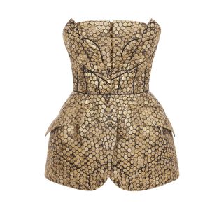 ALEXANDER MCQUEEN, Silk Top, Bee Honeycomb Bombe Hip Bustier