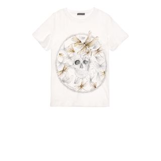 ALEXANDER MCQUEEN, T-Shirt & Tank, Dragonfly Circle Print Skull Boxy T-Shirt 