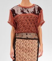 Bottega Veneta® Perforiertes Top aus Seide und Ayers mit Paillettenbesatz und Blumemotiv Bottega Veneta® Perforiertes Top aus Seide und Ayers mit Paillettenbesatz und Blumemotiv