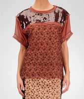 Bottega Veneta® Perforiertes Top aus Seide und Ayers mit Paillettenbesatz und Blumemotiv Bottega Veneta® Perforiertes Top aus Seide und Ayers mit Paillettenbesatz und Blumemotiv