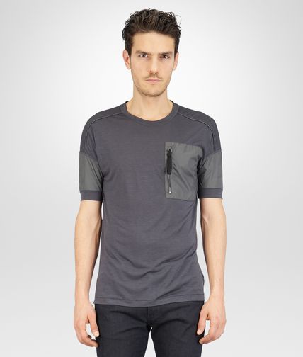 BOTTEGA VENETA - T-SHIRT NEW DARK GREY EN NYLON SOUPLE ET VISCOSE JERSEY
