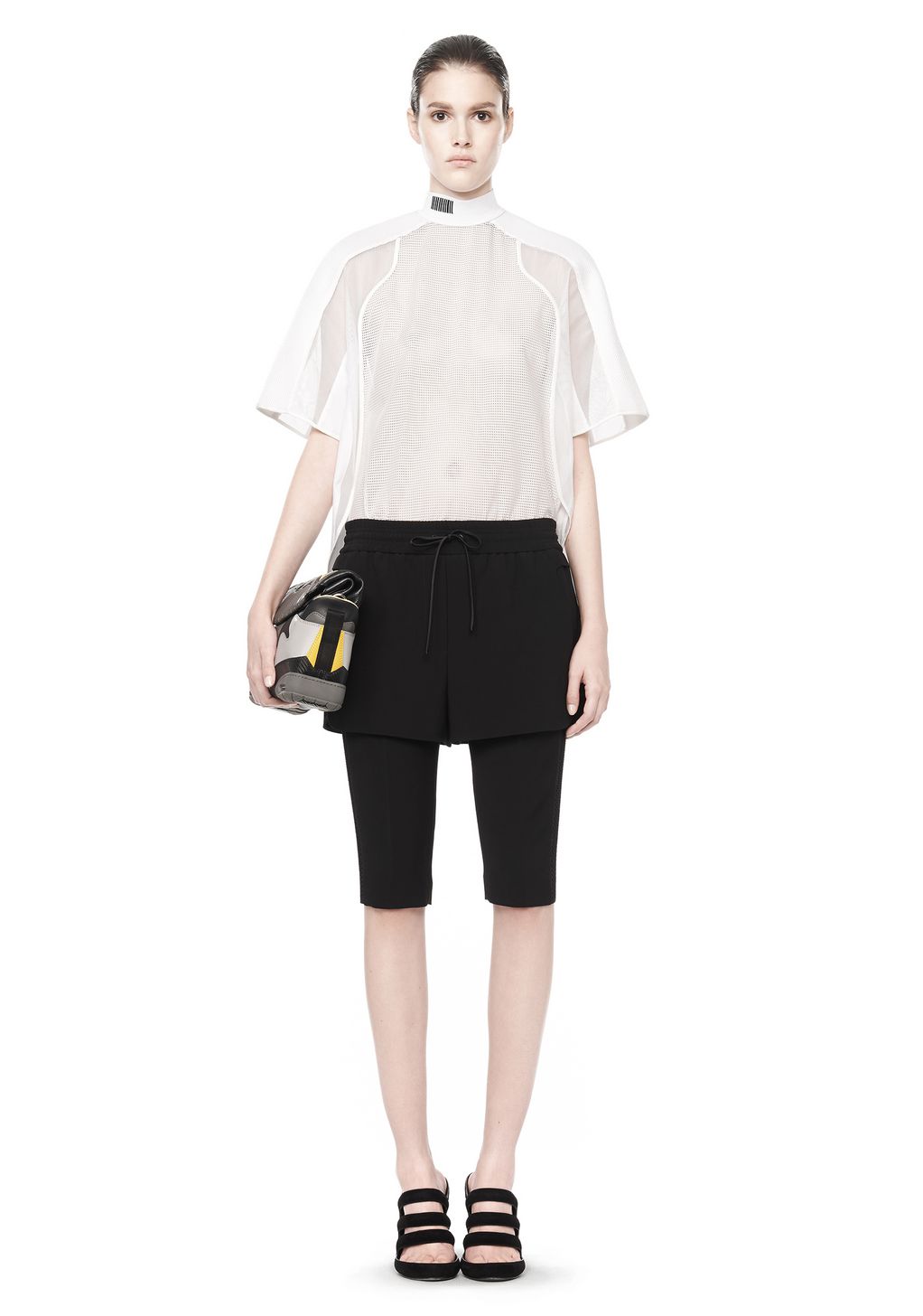 ALEXANDER WANG SHORT SLEEVE PATCHWORK SHIRT