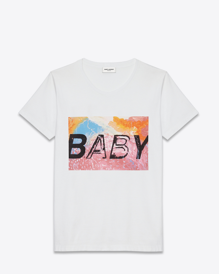 Saint Laurent Special Project \u0026quot;BABY\u0026quot; T Shirt In White And ...  
