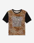 PUNK ROCK Short Sleeve T-Shirt in Black and Tan Leopard Printed Cotton Jersey