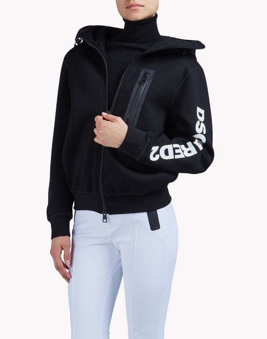 zipped hooded sweat jacket tops & tees Woman Dsquared2