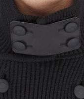 Bottega Veneta® Nero Wool Nappa Detail Cardigan Bottega Veneta® Nero Wool Nappa Detail Cardigan