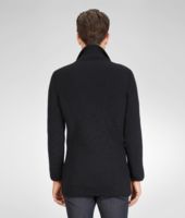 Bottega Veneta® Nero Wool Nappa Detail Cardigan Bottega Veneta® Nero Wool Nappa Detail Cardigan