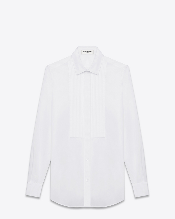 saintlaurent, Classic Evening Shirt in White Cotton Poplin
