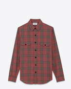 Shirt in Red, Black and Yellow Plaid Cotton Flannel