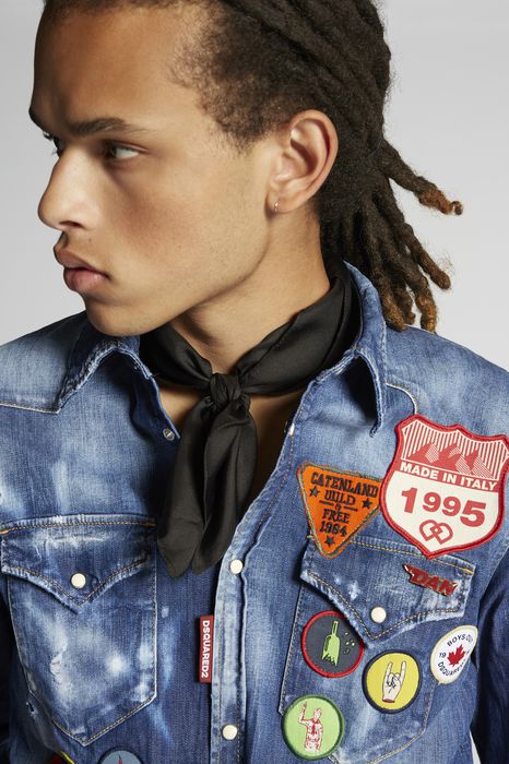 scout patch western denim shirt shirts Man Dsquared2