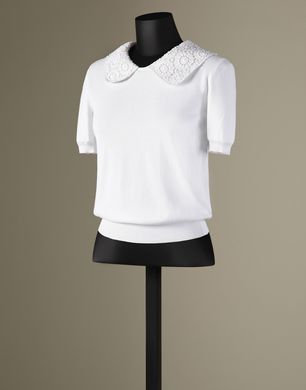 MACRAMÉ LACE COLLAR TOP - Short sleeve jumpers - Dolce&Gabbana - Winter 2014 MACRAMÉ LACE COLLAR TOP - Short sleeve jumpers - Dolce&Gabbana - Winter 2014