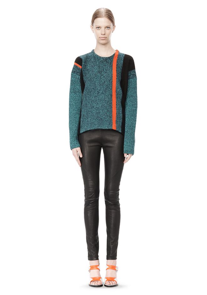 BOILED TWEED CREWNECK BAJA PULLOVER TOP Alexander Wang Official Site