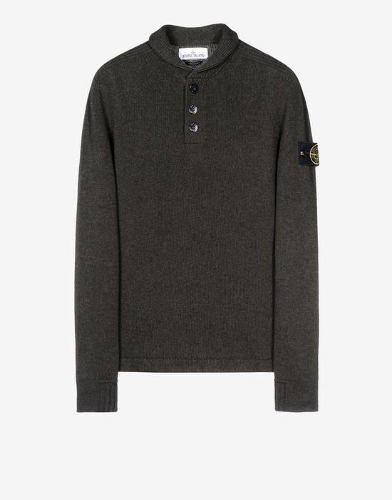 stone island button funnel neck crew knit