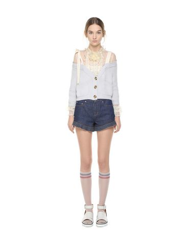 REDValentino Schulterfreie Kurz-Strickjacke aus Wolle