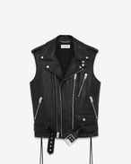 CLASSIC Sleeveless MOTORCYCLE Jacket IN Black LEATHER