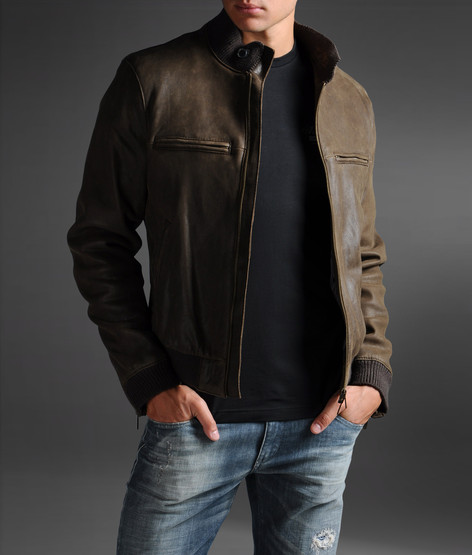 Armani Jeans Men Leather Jacket - Armani Jeans Official Online Store