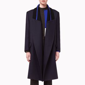 STELLA McCARTNEY, Long, Astro Navy Wool Twill Donata Coat
