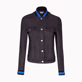 STELLA McCARTNEY, Short , Dark Denim Jacket with woven cuffs