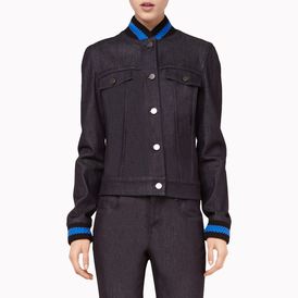 STELLA McCARTNEY, Short , Dark Denim Jacket with woven cuffs