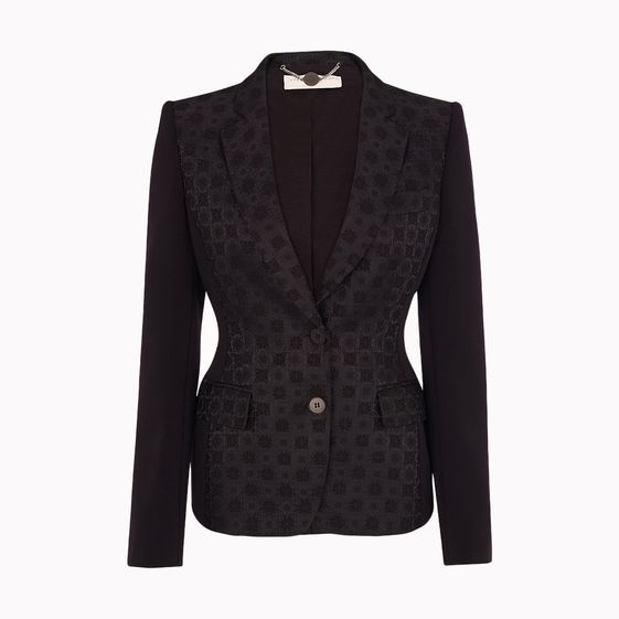 Stella McCartney, Giacca Fellini Aderente in Broccato Nero