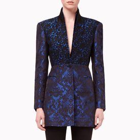 STELLA McCARTNEY, Blazer, Deep Egyptian Blue Back Silk Jacquard Tina Outerwear