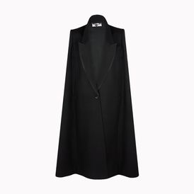 STELLA McCARTNEY, Cape, Black Brush Wool Stretch Becker Evening Collection Cape