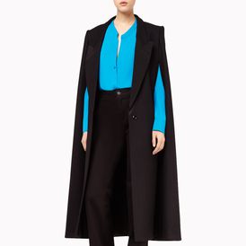 STELLA McCARTNEY, Cape, Black Brush Wool Stretch Becker Evening Collection Cape