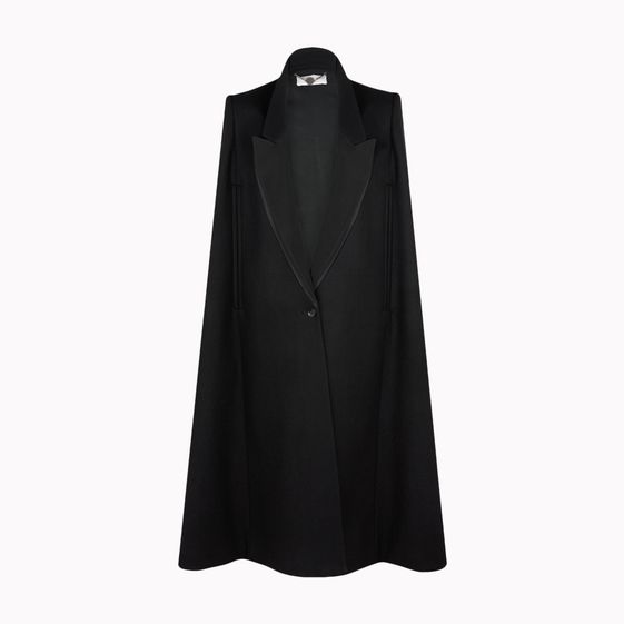 Stella McCartney, Black Brush Wool Stretch Becker Evening Collection Cape