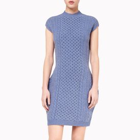 STELLA McCARTNEY, Mini, Blue Mélange Felted Forms Sleeveless Dress