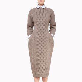 STELLA McCARTNEY, Midi, Smoke Mélange Felted Forms Crew Neck Dress