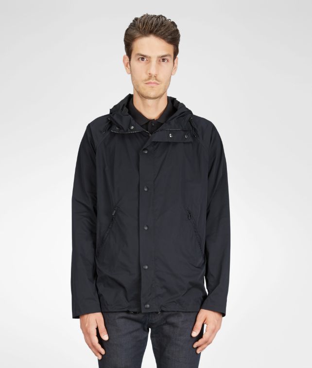 BOTTEGA VENETA Nero Soft Cloth Travel Hooded Blouson Coat or Jacket U fp