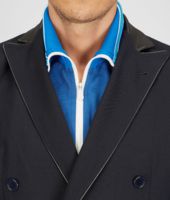 Bottega Veneta® Dark Prusse Double Wool Paper Leather Jacket Bottega Veneta® Dark Prusse Double Wool Paper Leather Jacket