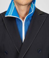 Bottega Veneta® Dark Prusse Double Wool Paper Leather Jacket Bottega Veneta® Dark Prusse Double Wool Paper Leather Jacket