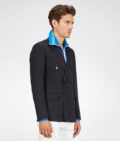 Bottega Veneta® Dark Prusse Double Wool Paper Leather Jacket Bottega Veneta® Dark Prusse Double Wool Paper Leather Jacket