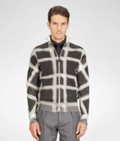 Bottega Veneta® NERO PEARL GREY GRAPHIC CHECK AND TECHNICAL COTTON BLOUSON Bottega Veneta® NERO PEARL GREY GRAPHIC CHECK AND TECHNICAL COTTON BLOUSON