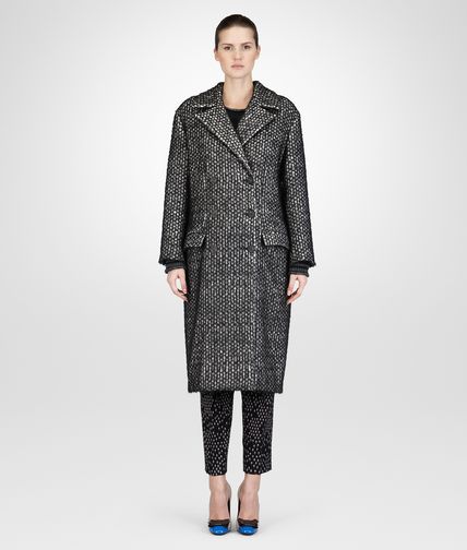 BOTTEGA VENETA - Bianco Nero Soft Hair Cotton Wool Coat