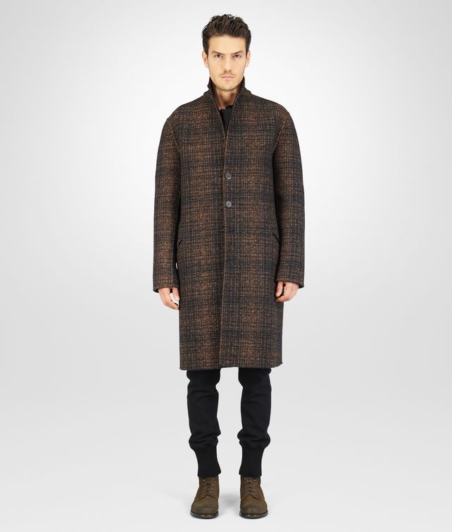 BOTTEGA VENETA Nero New Bronze Double Check Shetland Wool Coat Coat or Jacket U fp