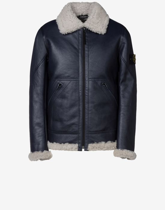 Stone island outlet leather jacket