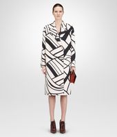 Bottega Veneta® PALE NERO CREPE WOOL PRINTED COAT Bottega Veneta® PALE NERO CREPE WOOL PRINTED COAT