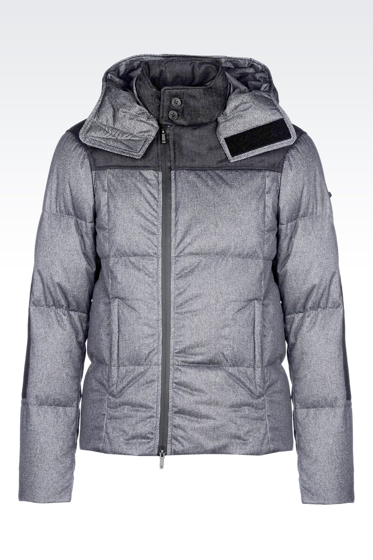 ... Armani Men QUILTED HOODED DOWN JACKET IN TECHNICAL JERSEY - Armani.com