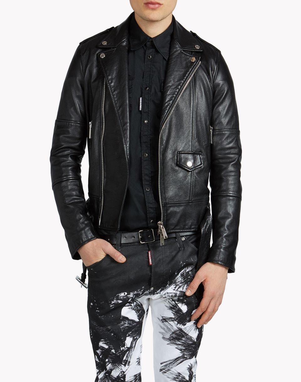 Dsquared2 Rockstar Leather Jacket - Leather Outerwear for Men
