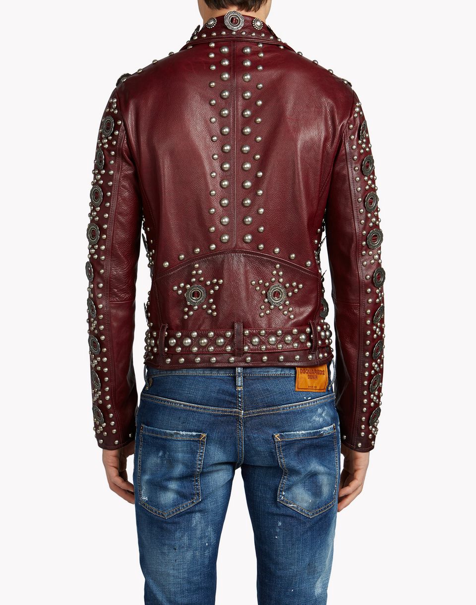 Dsquared2 Icon Leather Jacket Leather Outerwear for Men Official Store