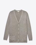 Oversized Cardigan in Silver Viscose and Polyester Lamé
